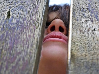 Beautiful fence girl photo