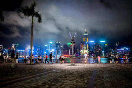 Hong Kong Skyscrapers at Night photo