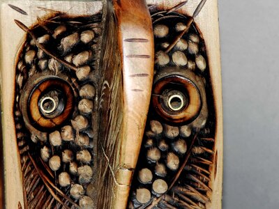 Handmade owl wood photo