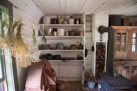 Kitchen and Pots cabinet in Norwegian house photo