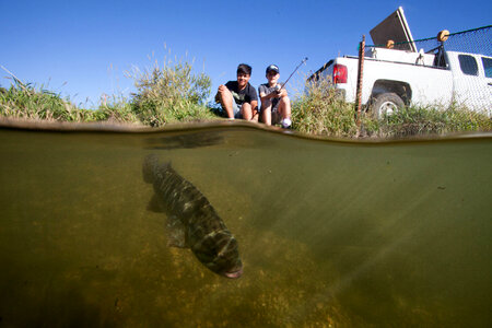 Youth fishing for Smallmouth bass photo
