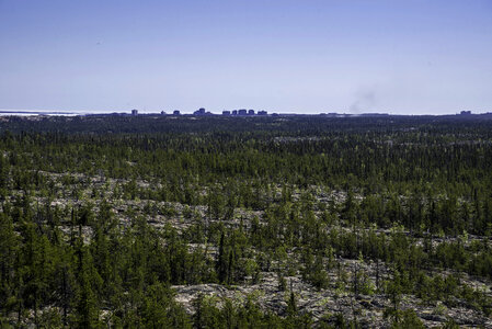 Skyline of Yellowknife in the Distance from the top of the rock outcropping
