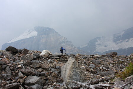 A group of hikers near Moraine Lake in Banff National Park photo