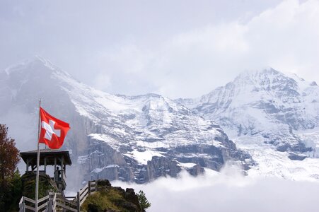 Alpine snow flag photo