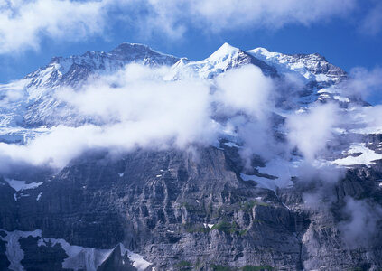 Landscape of Snow Mountain with Blue Sky photo