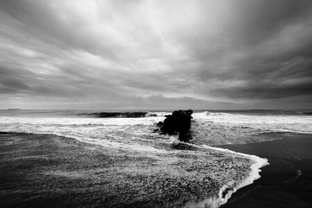Black&white cloudy sea photo