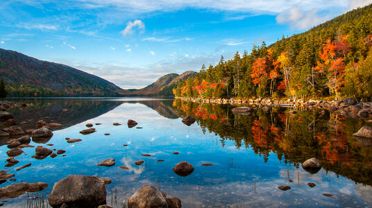 Beautiful Scenic lake view of Jordan Pond at Acadia National Park photo