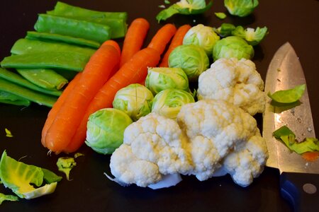 Cauliflower beans brussels sprouts photo