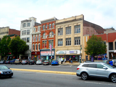 Downtown Reading the buildings and car in Pennsylvania