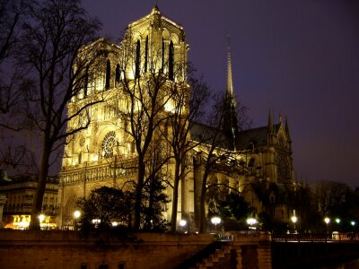Notre Dame Paris France Europe Night City photo