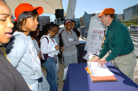 FWS employee talks to students