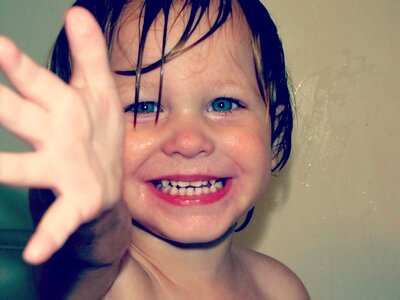 Smile bath time young photo