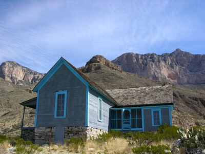 House below the mountain in Guadalupe Mountains National Park photo