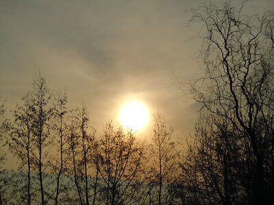 Morning haze sunrise backlighting photo