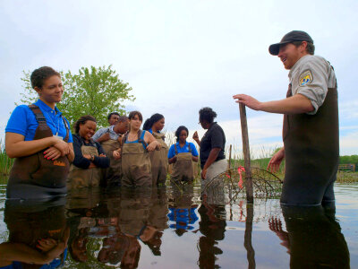USFWS employees and interns working in the field