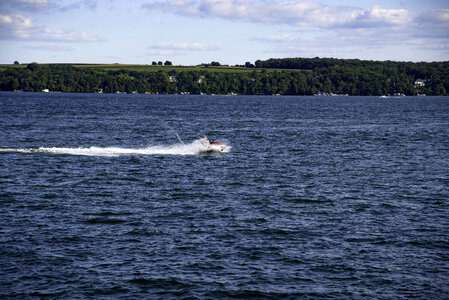 Speed Boat Across the Lake