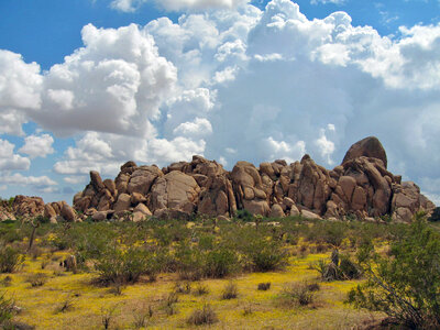 Rock Structure in the Desert Queen Valley in Joshua Tree National Park photo