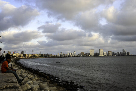 Downtown seen from Marine Drive in Mumbai, India photo