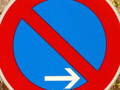 Traffic sign blue red photo