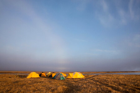 Camp and fog bank