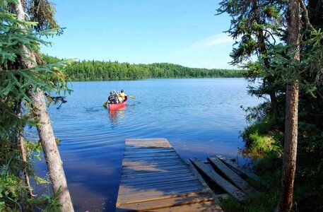 Canoe family lake photo