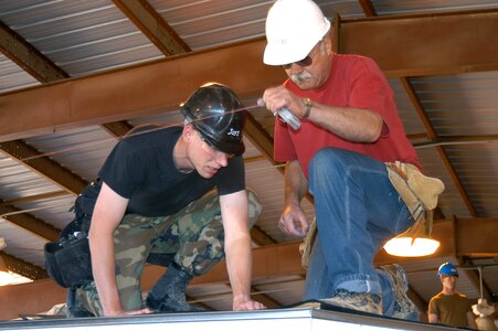 Drilling installing ceiling