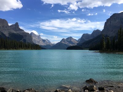 Canoeing on Emerald Lake in the rocky mountains canada photo
