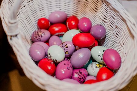 Easter egg wicker basket photo