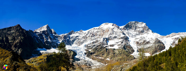 Glaciers on the mountain peak landscape