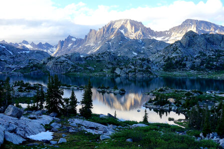 Island Lake with Mountain and lake in Wyoming photo