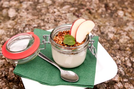 Homemade yogurt with granola, dried fruit and nuts bio - cia seed photo