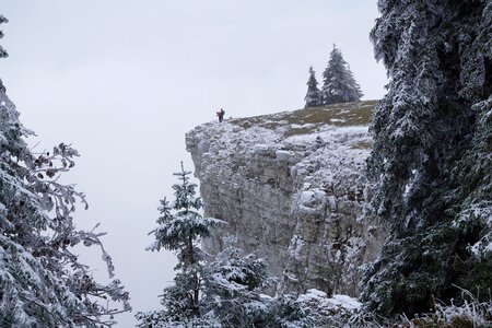 Switzerland cliff fog photo