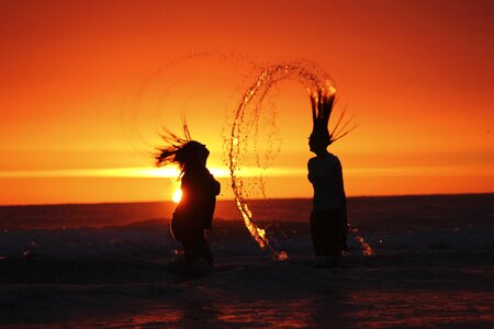 Woman happy sea photo