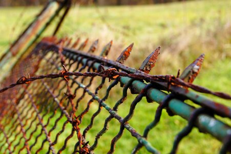 Barbed wire rusted metal photo