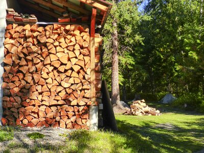 Winter wood firewood heating photo