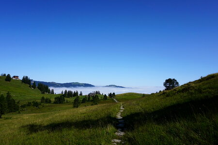 Scenic view of valley and mountains of Tuxer Alpen