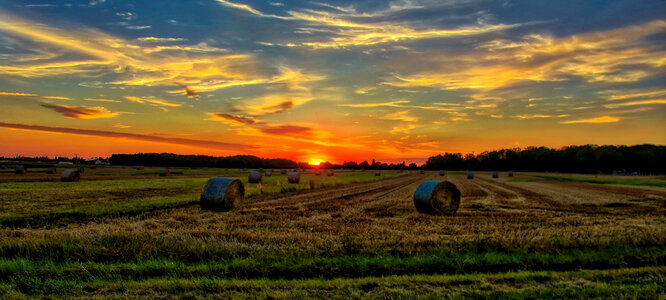 Sunset over the Horizon on the farmland
