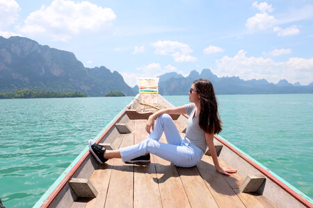 Young Girl sitting in a boat photo