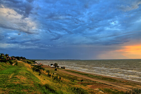 Shoreline landscape at the Sea of Azov in Ukraine