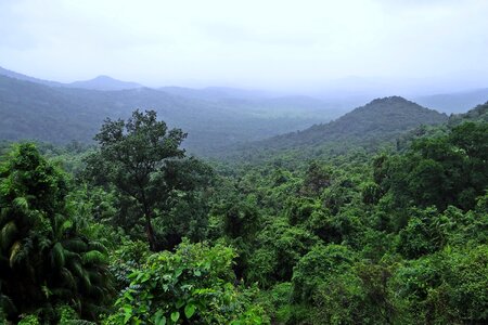 Mountains vegetation clouds