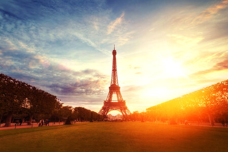 Eiffel Tower View from Champ De Mars in Paris photo