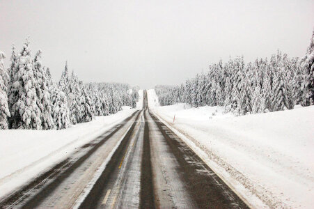 National road 20 in Kuusamo, Finland in winter photo