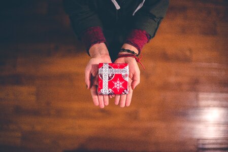 Small Christmas Parcel Hands photo