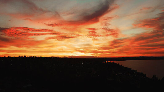 Aerial City Sunset photo