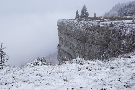 Switzerland cliff fog photo