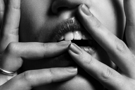 Female Mouth and Fingers photo