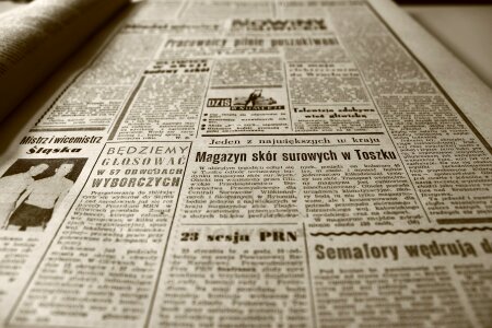 Mock up of vintage newspaper using fake latin Image ID:66026035 photo