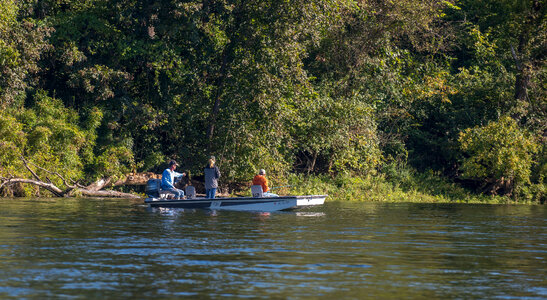 Group fishing in boat on White River-2