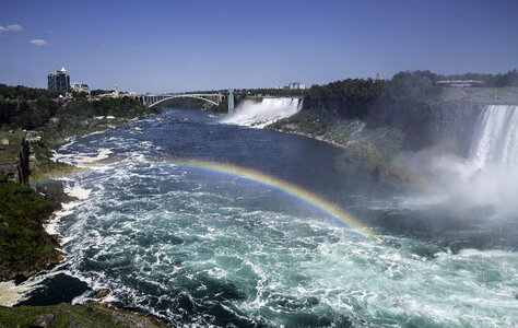 Rainbow forming at Niagara Falls, Ontario, Canada photo