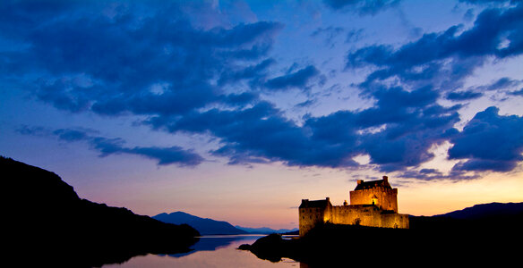 Dusk landscape at Kyle of Lochalsh, United Kingdom photo